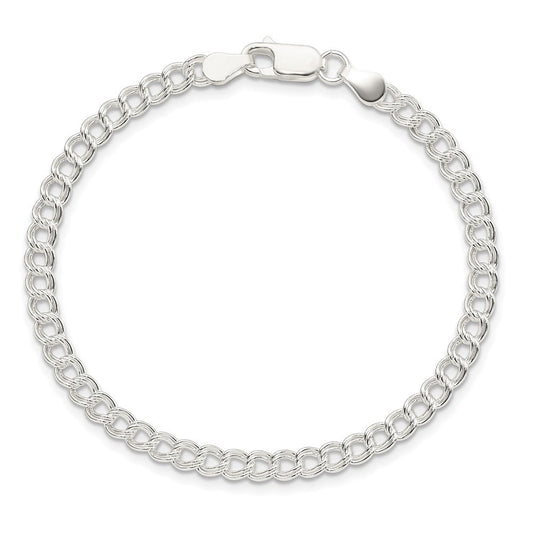 Sterling Silver 4.25mm Double Link Charm Bracelet QCH060-7
