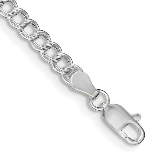 Sterling Silver 4.25mm Double Link Charm Bracelet QCH060-7