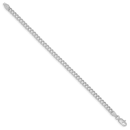 Sterling Silver Rhodium-plated 4.25mm Double Link Charm Bracelet QCH060R-7
