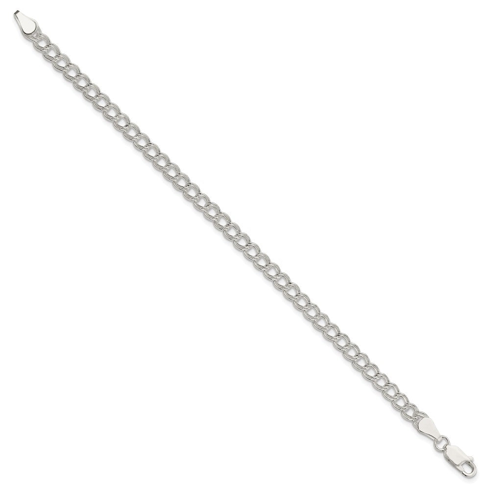 Sterling Silver 5mm Double Link Charm Bracelet QCH070-7