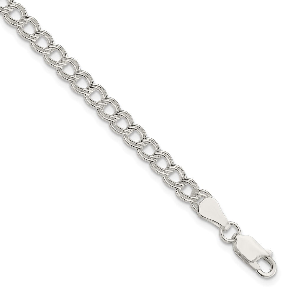 Sterling Silver 5mm Double Link Charm Bracelet QCH070-7