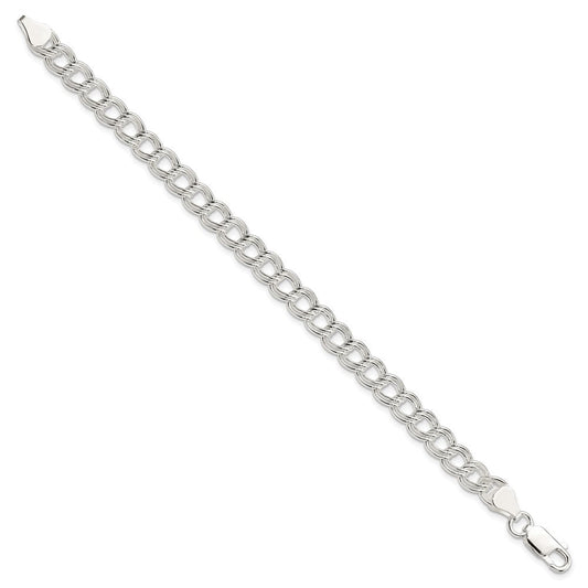 Sterling Silver 7mm Double Link Charm Bracelet QCH100-7