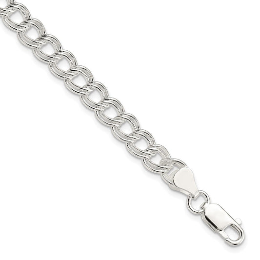 Sterling Silver 7mm Double Link Charm Bracelet QCH100-7