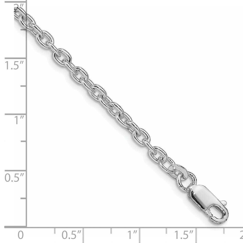 Sterling Silver Rhodium-plated 3.5mm Cable Chain QCL100R-8