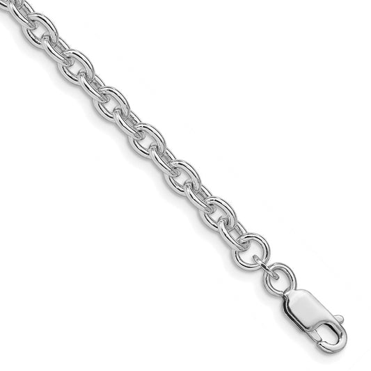 Sterling Silver Rhodium-plated 4.5mm Cable Chain QCL120R-8