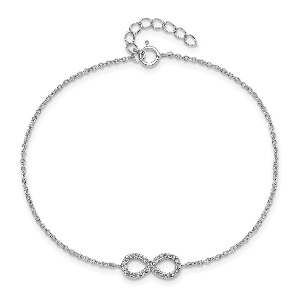 Cheryl M Sterling Silver Rhodium-plated Brilliant-cut CZ Infinity 7 Inch Bracelet with 1 Inch Extender QCM1084-7