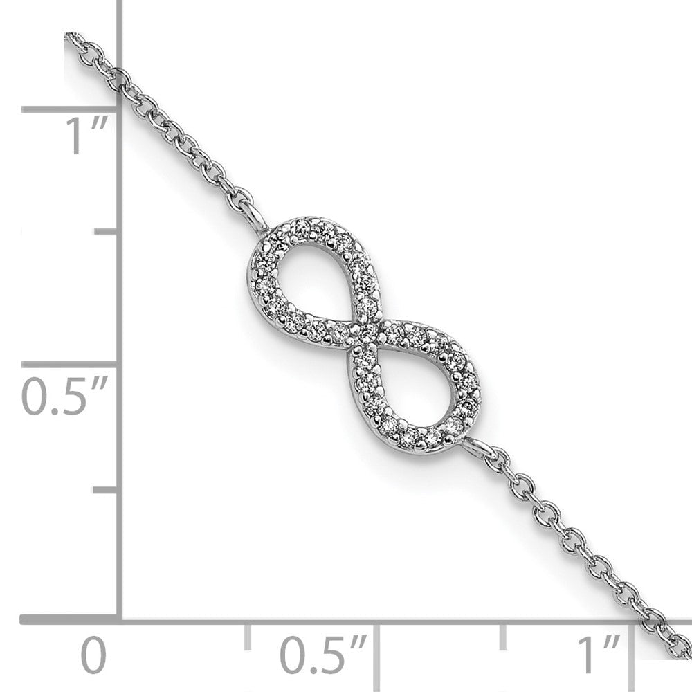 Cheryl M Sterling Silver Rhodium-plated Brilliant-cut CZ Infinity 7 Inch Bracelet with 1 Inch Extender QCM1084-7