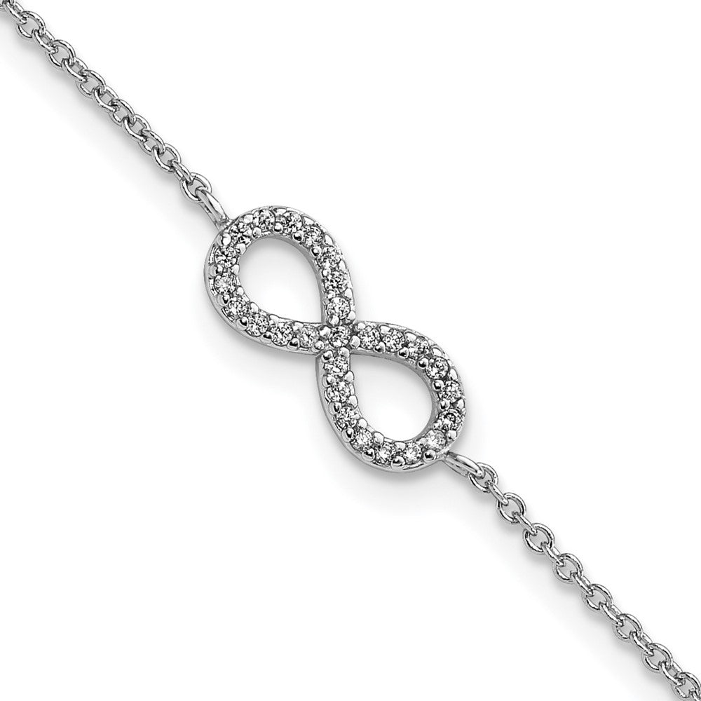 Cheryl M Sterling Silver Rhodium-plated Brilliant-cut CZ Infinity 7 Inch Bracelet with 1 Inch Extender QCM1084-7