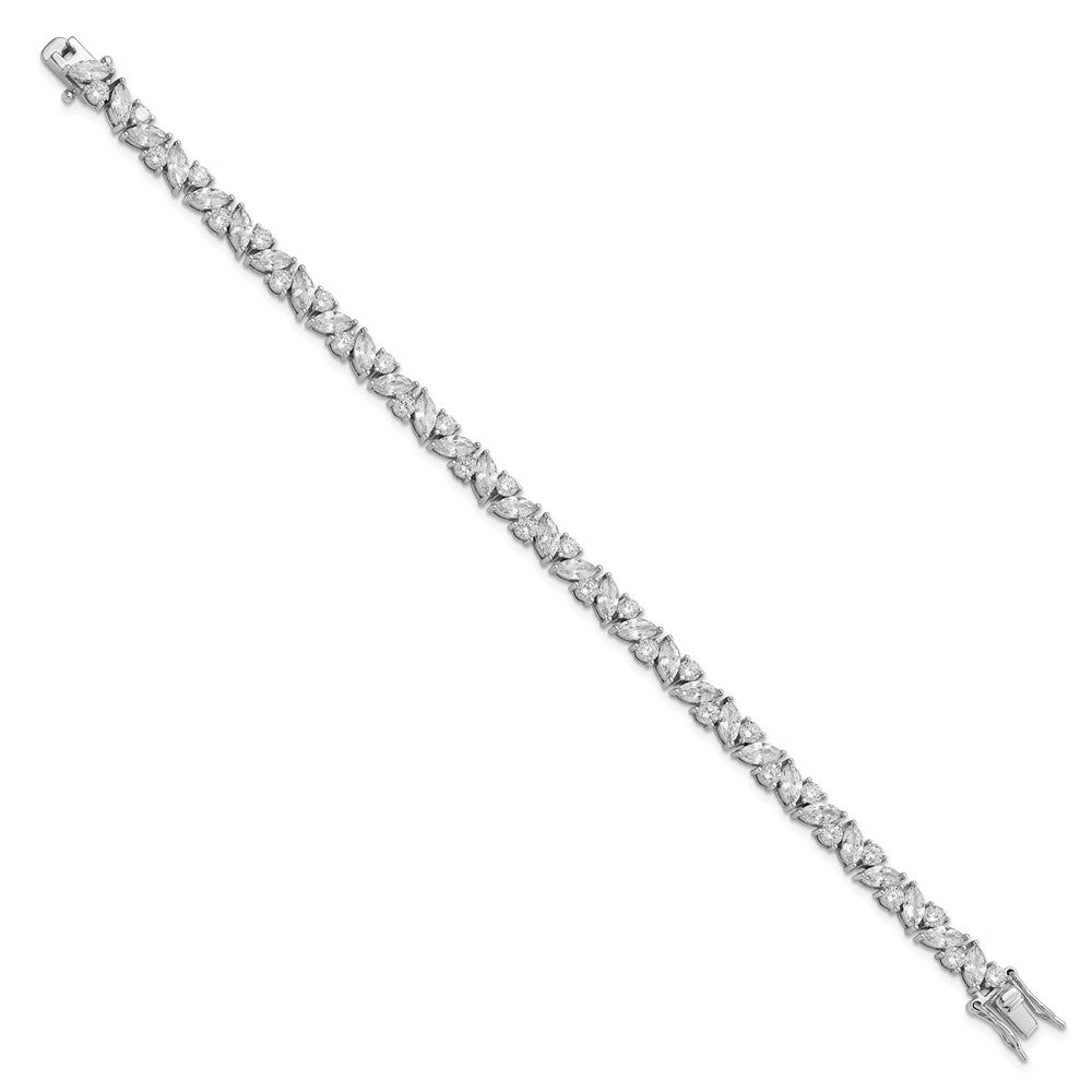 Cheryl M Sterling Silver Rhodium-plated Fancy Brilliant-cut and Marquise-cut CZ 7.25 Inch Bracelet QCM1443-7.25