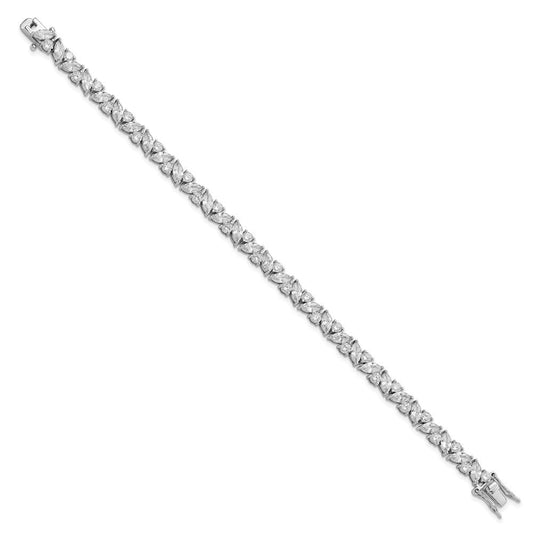 Cheryl M Sterling Silver Rhodium-plated Fancy Brilliant-cut and Marquise-cut CZ 7.25 Inch Bracelet QCM1443-7.25