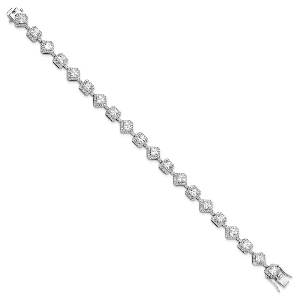 Cheryl M Sterling Silver Rhodium-plated Fancy Brilliant-cut and Cushion-cut CZ 7.5 Inch Bracelet QCM1665-7.5