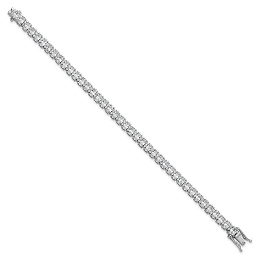 Cheryl M Sterling Silver Rhodium-plated Fancy Oval CZ Bracelet QCM1672-7.25