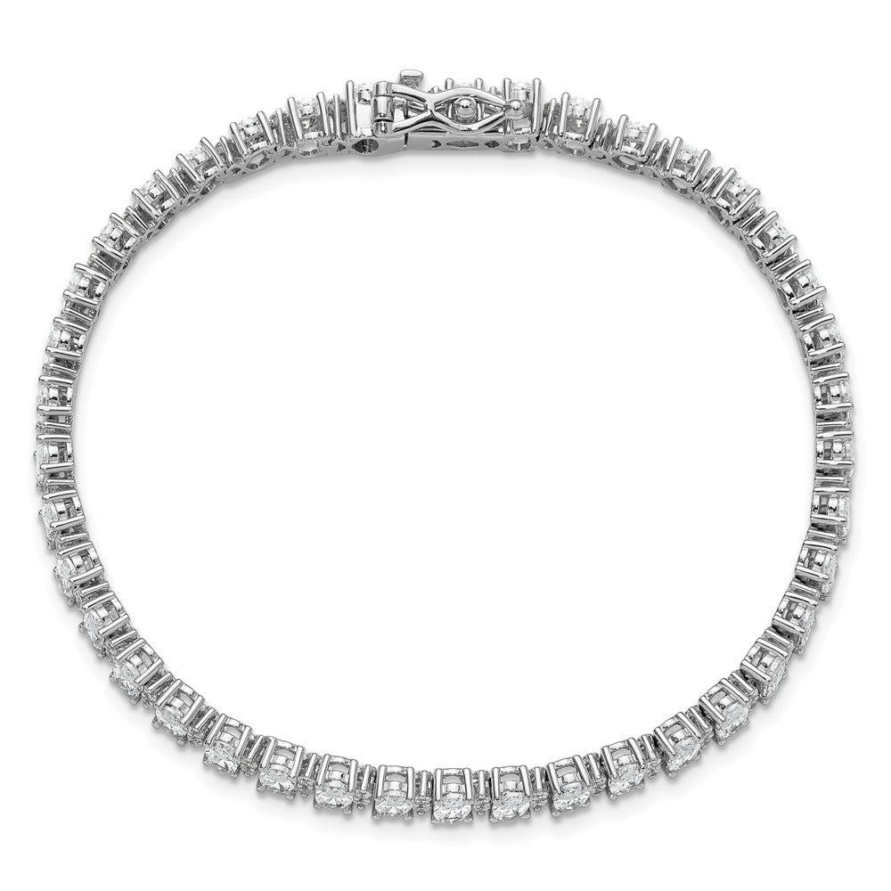 Cheryl M Sterling Silver Rhodium-plated Fancy Oval CZ Bracelet QCM1672-7.25