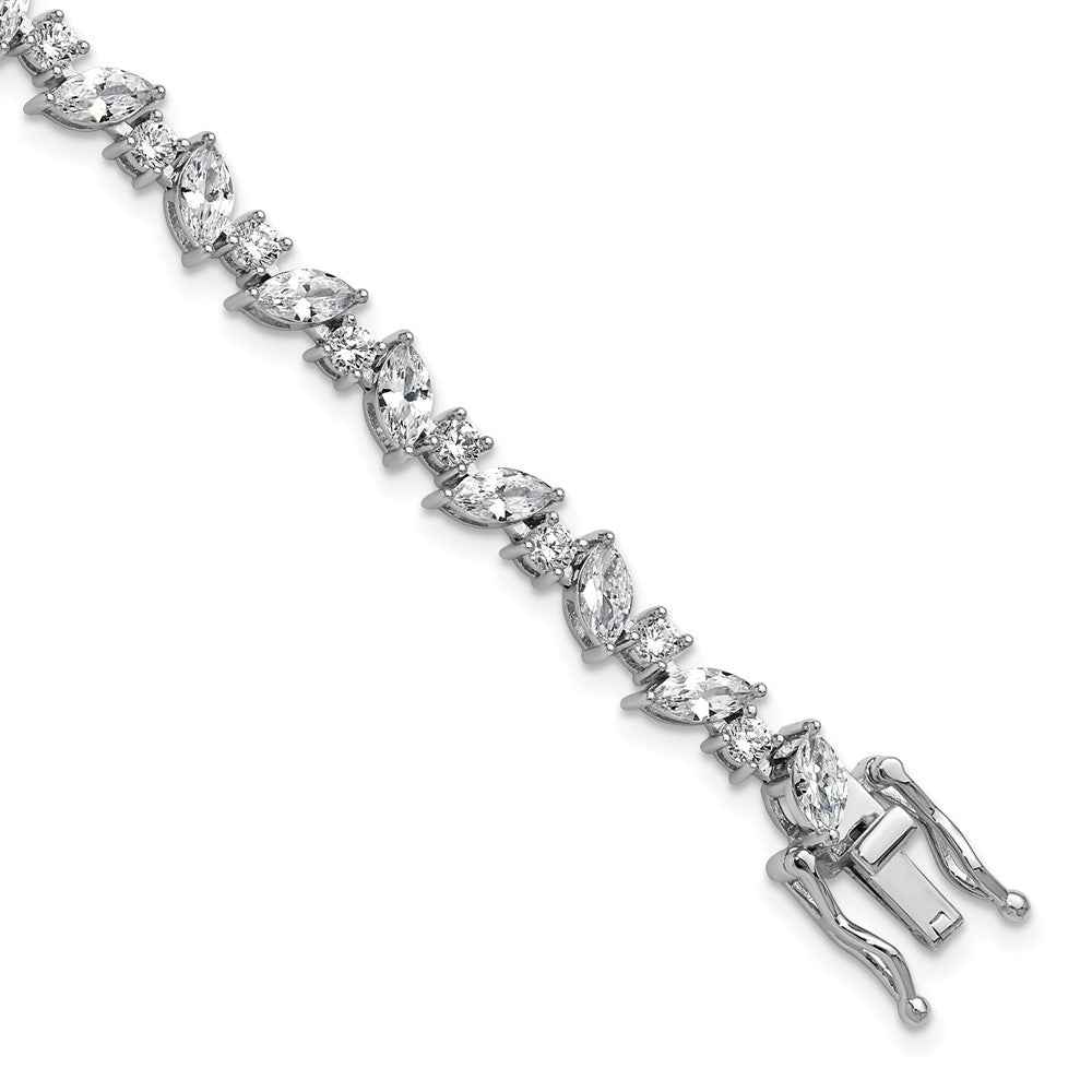 Cheryl M Sterling Silver Rhodium-plated Polished Fancy Marquise CZ Bracelet QCM1673-7.25