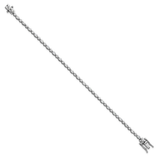 Cheryl M Sterling Silver Rhodium-plated Polished Fancy Round and Oval CZ Tennis Bracelet QCM1676-7.25