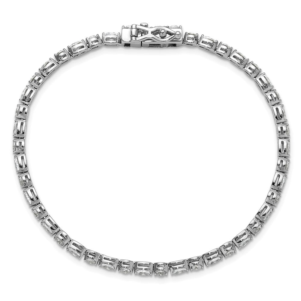Cheryl M Sterling Silver Rhodium-plated Polished Fancy Round and Oval CZ Tennis Bracelet QCM1676-7.25