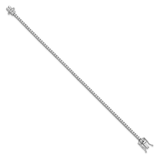 Cheryl M Sterling Silver Rhodium-plated Polished CZ with Safety Clasp Tennis Bracelet QCM1679-7.25