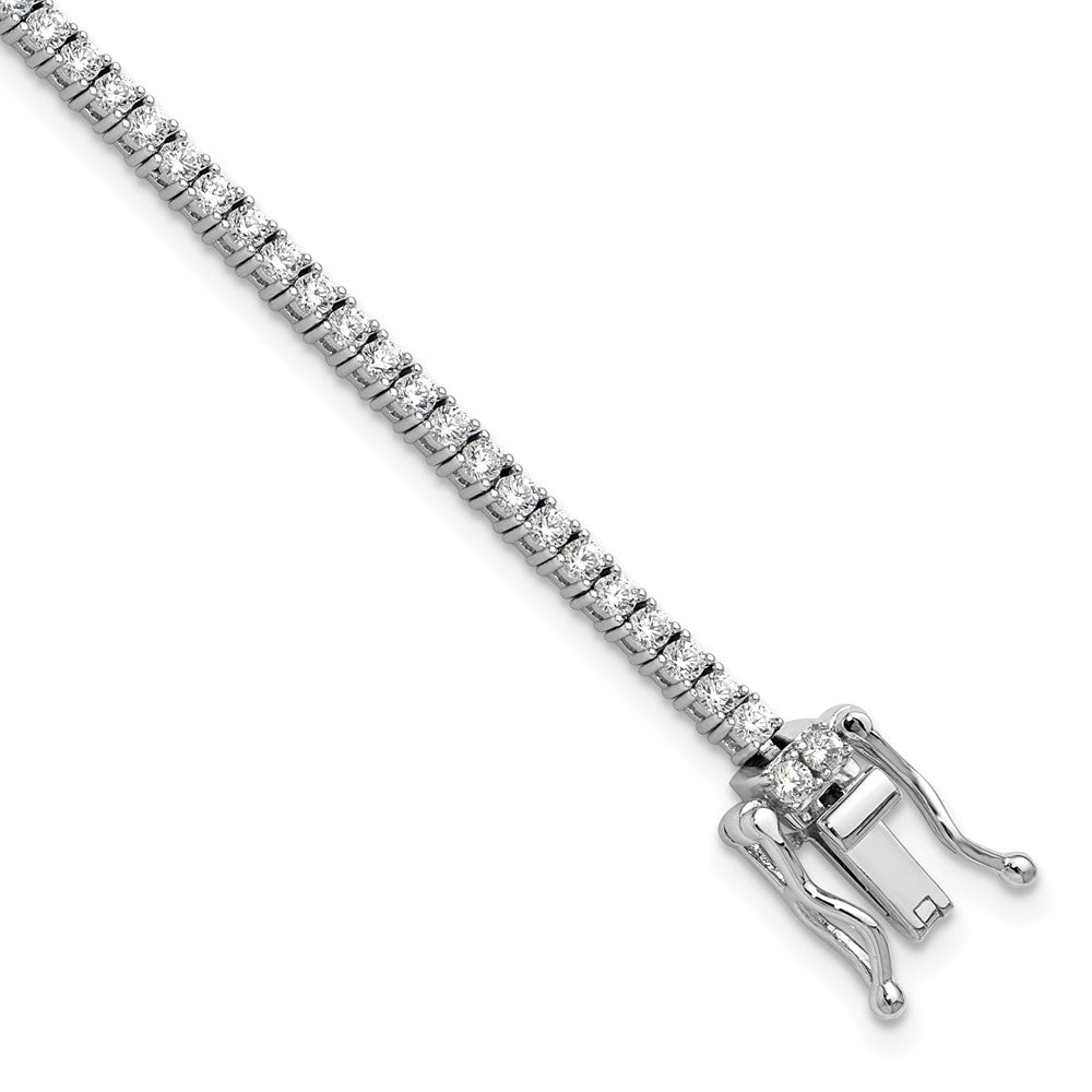Cheryl M Sterling Silver Rhodium-plated Polished CZ with Safety Clasp Tennis Bracelet QCM1679-7.25