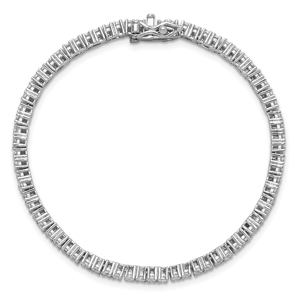 Cheryl M Sterling Silver Rhodium-plated Polished CZ with Safety Clasp Tennis Bracelet QCM1778-6.75