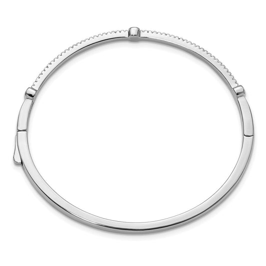 Cheryl M Sterling Silver Rhodium-plated Polished CZ Hinged Bangle QCM1798