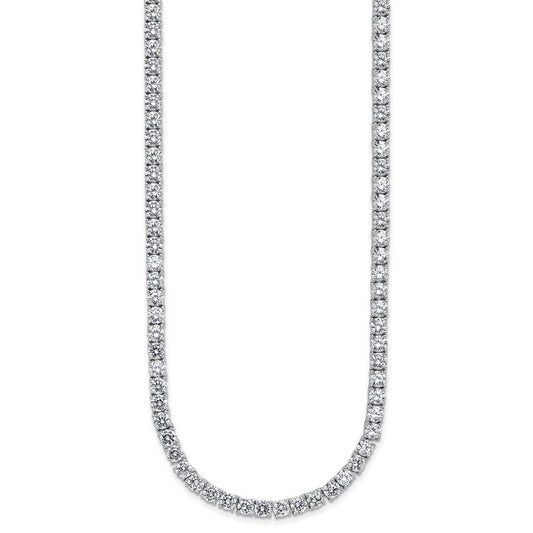 Cheryl M Sterling Silver Rhodium-plated Polished 4.00mm CZ with Safety Clasp Tennis NecklaceQCM1815