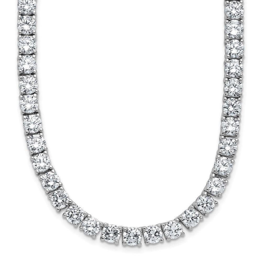Cheryl M Sterling Silver Rhodium-plated Polished 5.00mm CZ with Safety Clasp Tennis NecklaceQCM1818