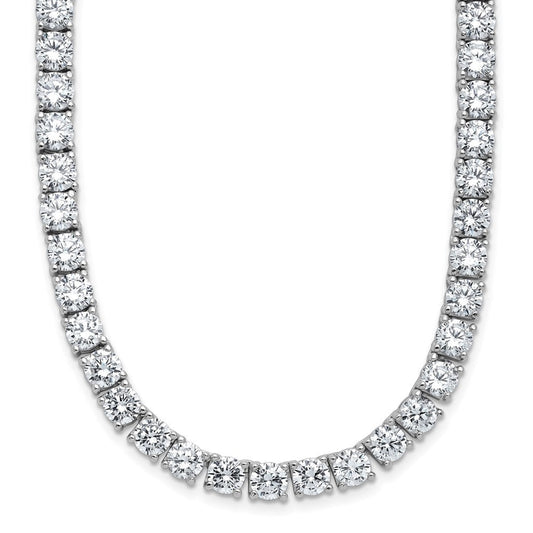 Cheryl M Sterling Silver Rhodium-plated Polished 5.00mm CZ with Safety Clasp Tennis NecklaceQCM1818