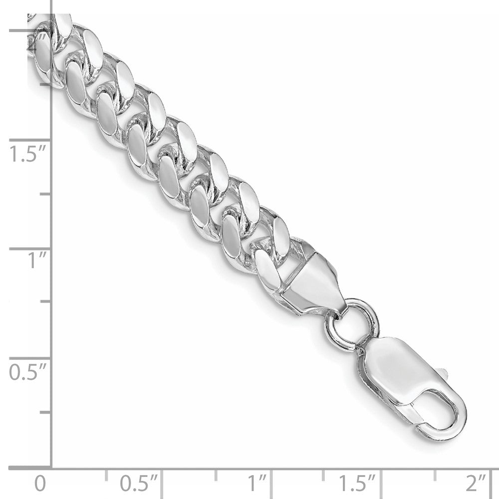 Sterling Silver Rhodium-plated 7.8mm Polished Domed Curb Chain QDB220R-8