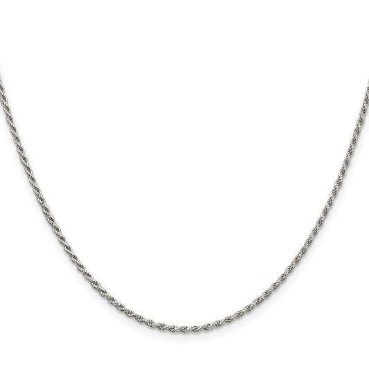 Sterling Silver Rhodium-plated 1.7mm Diamond-cut Rope ChainQDC025R