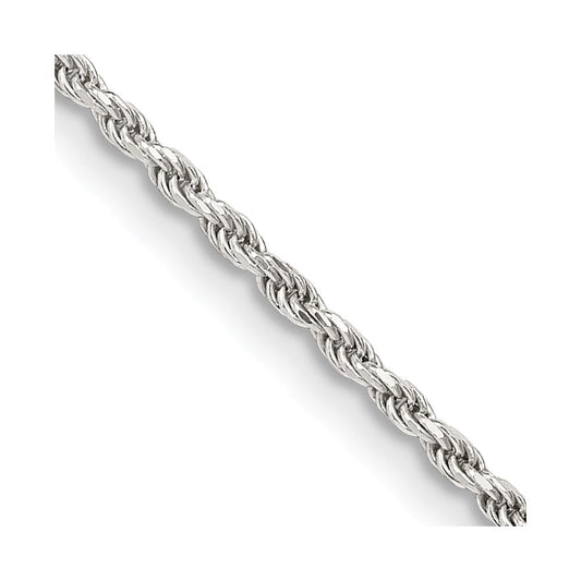 Sterling Silver 1.7mm Diamond-cut Rope Chain w/2in ext.QDC025