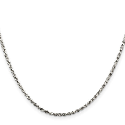 Sterling Silver Rhodium-plated 1.85mm Diamond-cut Rope ChainQDC030R