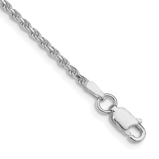Sterling Silver Rhodium-plated 1.85mm Diamond-cut Rope Chain QDC030R-8