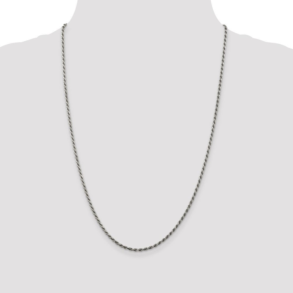 Sterling Silver Rhodium-plated 2.25mm Diamond-cut Rope ChainQDC050R