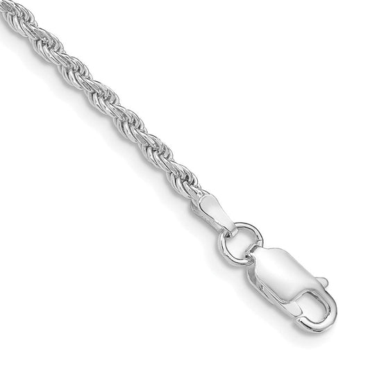 Sterling Silver Rhodium-plated 2.25mm Diamond-cut Rope Chain QDC050R-8