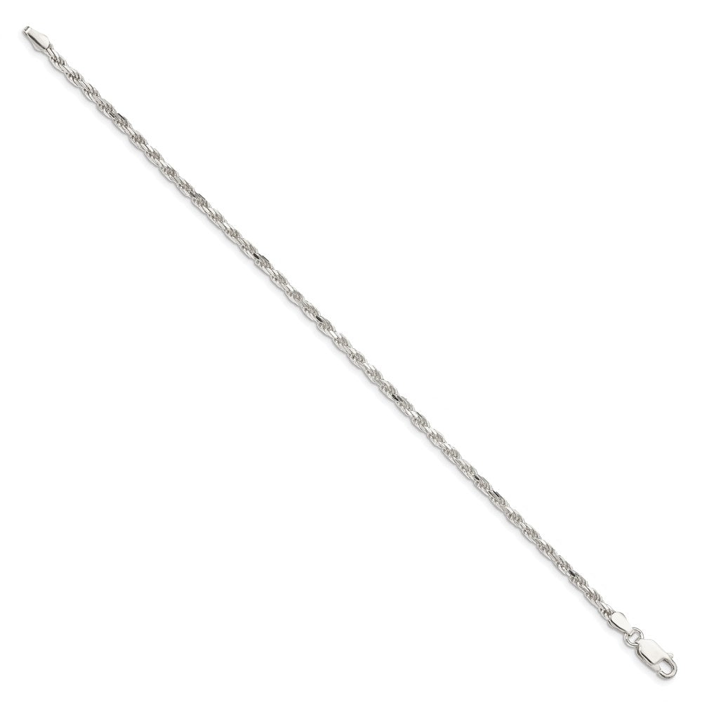 Sterling Silver 2.5mm Diamond-cut Rope Chain Anklet QDC055-8