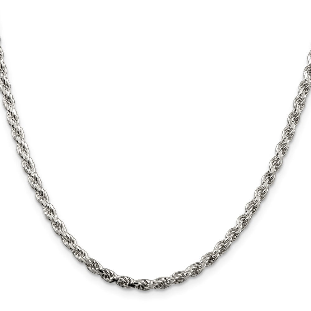 Sterling Silver Rhodium-plated 3.2mm Diamond-cut Rope ChainQDC070R