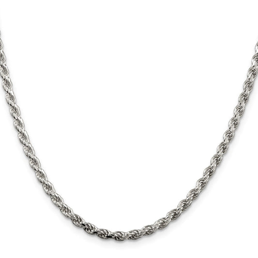 Sterling Silver Rhodium-plated 3.2mm Diamond-cut Rope ChainQDC070R