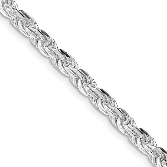 Sterling Silver Rhodium-plated 4.25mm Diamond-cut Rope ChainQDC090R
