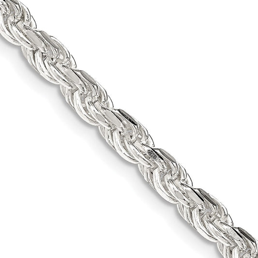 Sterling Silver 4.25mm Diamond-cut Rope ChainQDC090