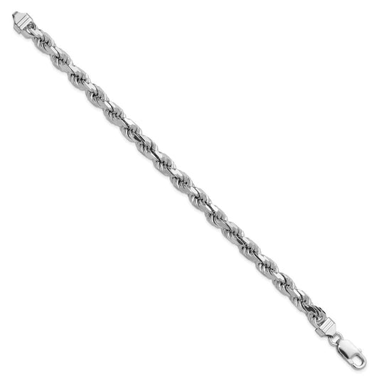Sterling Silver Rhodium-plated 6.5mm Diamond-cut Rope Chain QDC140R-8