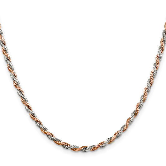 Sterling Silver And Rose Vermeil 2.5mm Diamond-cut Rope ChainQDCR060