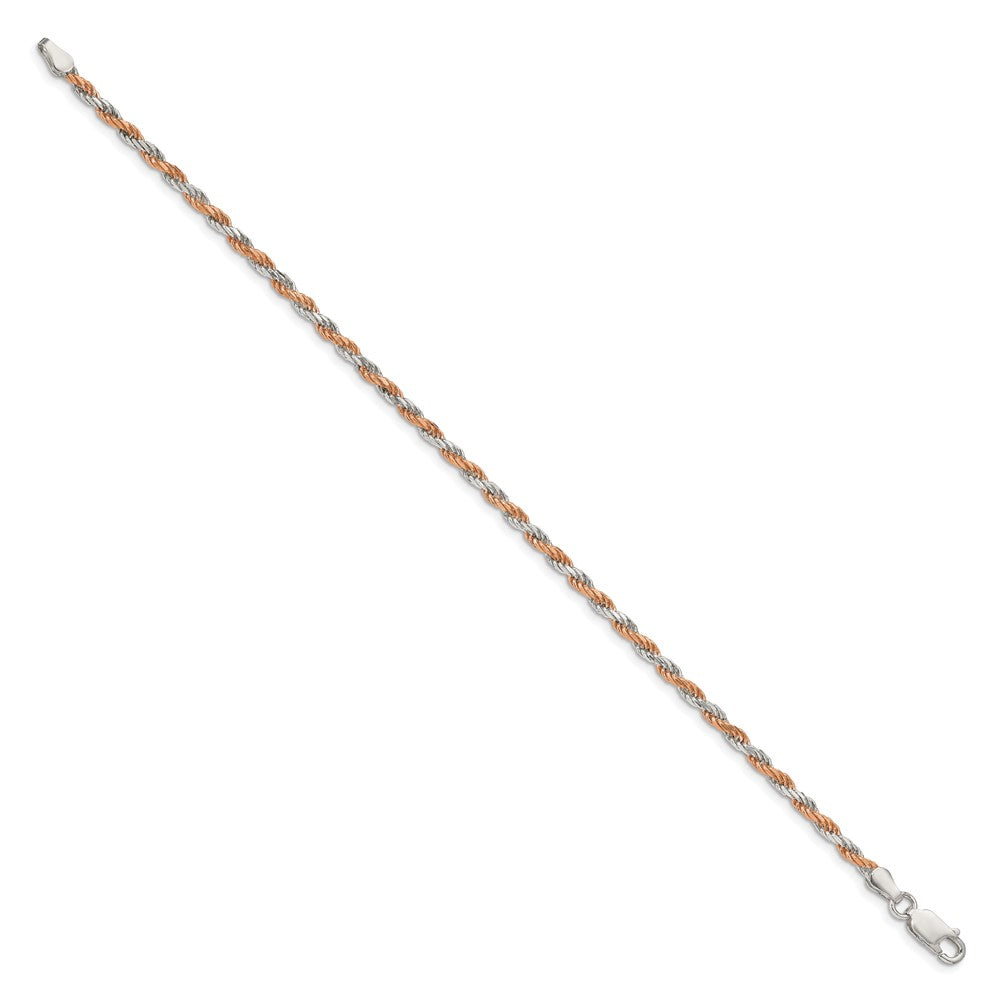 Sterling Silver And Rose Vermeil 2.5mm Diamond-cut Rope Chain QDCR060-8