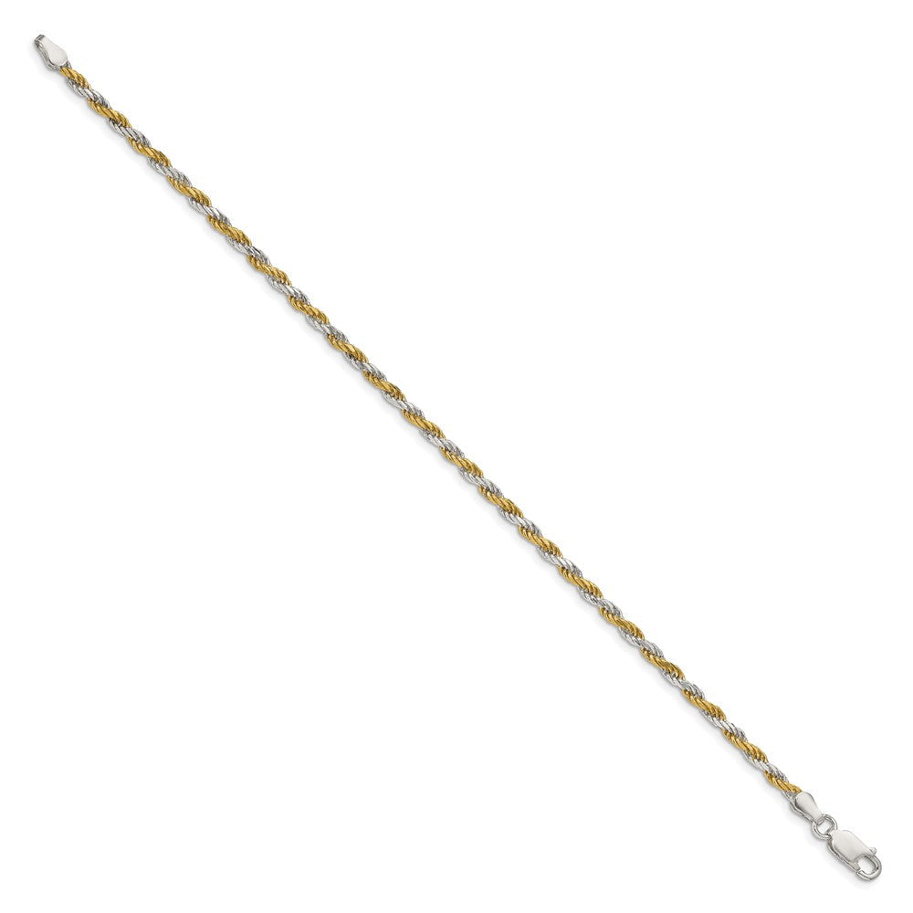 Sterling Silver And Vermeil 2.5mm Diamond-cut Rope Chain QDCY060-8