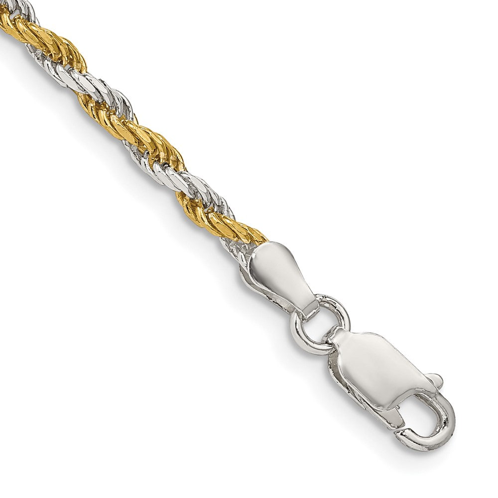 Sterling Silver And Vermeil 2.5mm Diamond-cut Rope Chain QDCY060-8