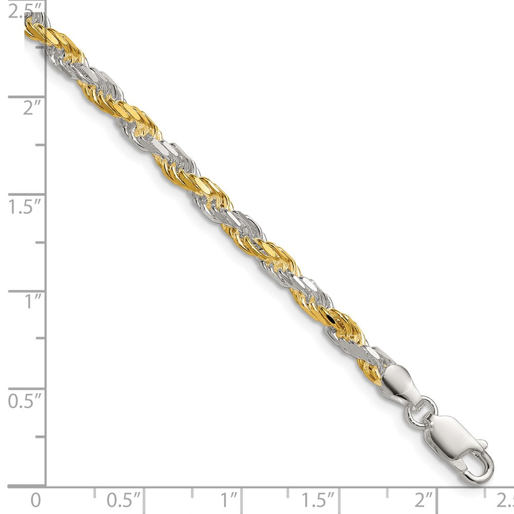 Sterling Silver And Vermeil 3.5mm Diamond-cut Rope Chain QDCY080-8