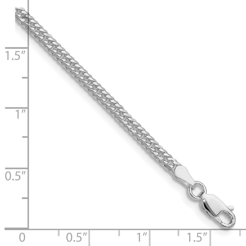 Sterling Silver Rhodium-plated 3.0mm Double Diamond-cut Curb Chain QDD060R-8