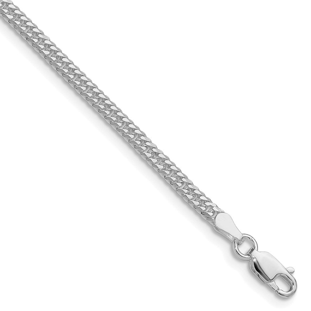 Sterling Silver Rhodium-plated 3.0mm Double Diamond-cut Curb Chain QDD060R-8