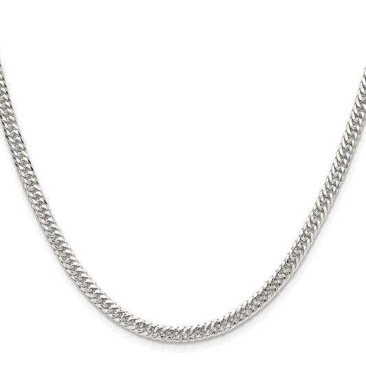 Sterling Silver Rhodium-plated 3.9mm Double Diamond-cut Curb ChainQDD080R