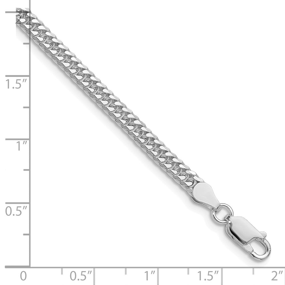 Sterling Silver Rhodium-plated 3.9mm Double Diamond-cut Curb Chain QDD080R-8