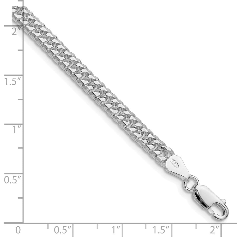 Sterling Silver Rhodium-plated 4.8mm Double Diamond-cut Curb Chain QDD100R-8